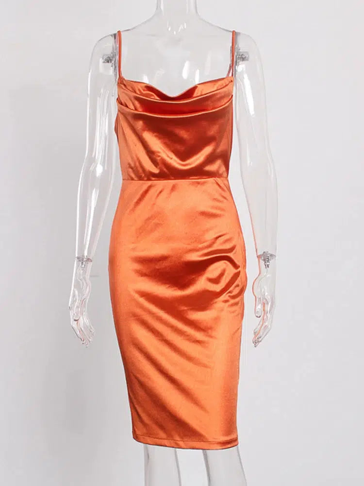 Robe satin orange | Maison Satin Paris | MaisonSatinParis