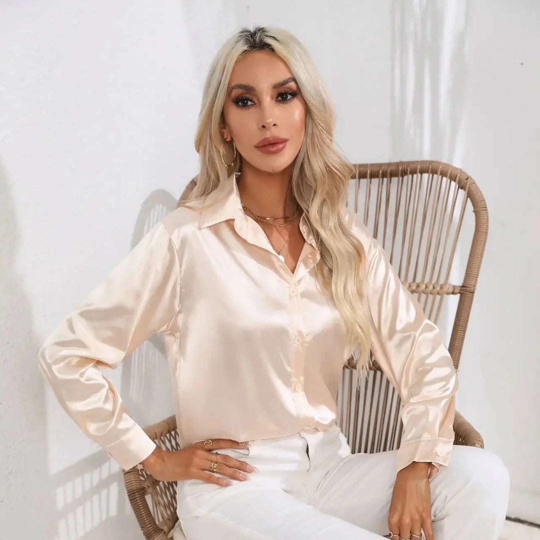 chemise satin beige femme Maison Satin Paris MaisonSatinParis