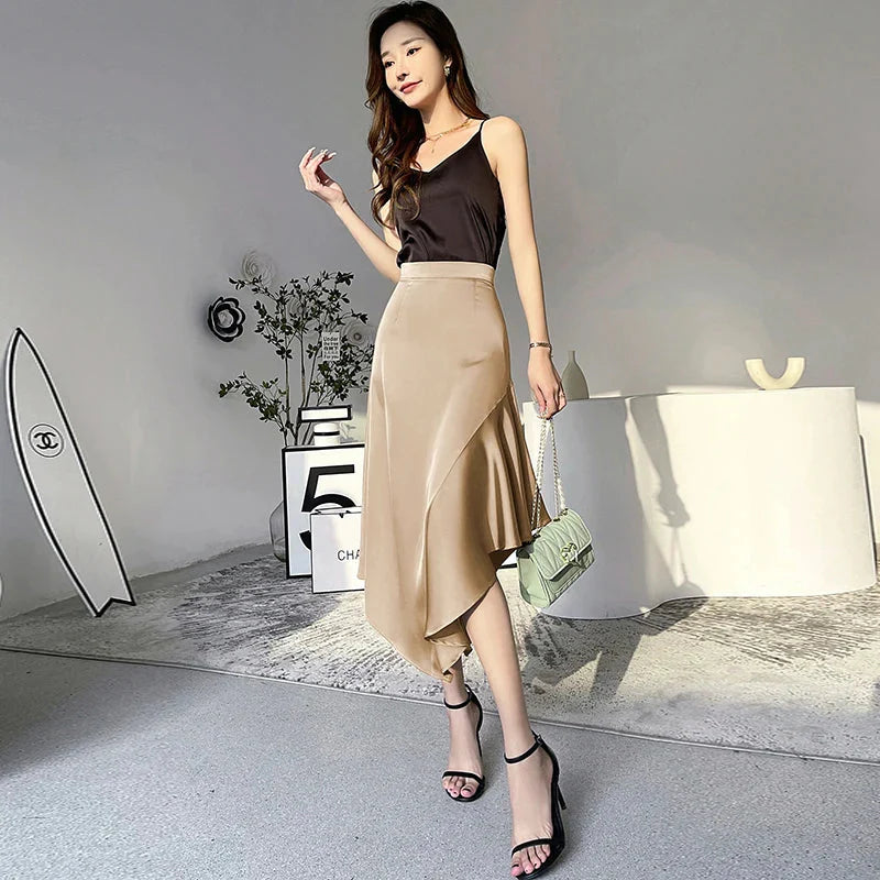 Jupe droite satin online